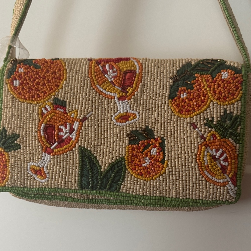 Hand-Beaded Aperol Spritz Shoulder Bag - Picture 4 of 6
